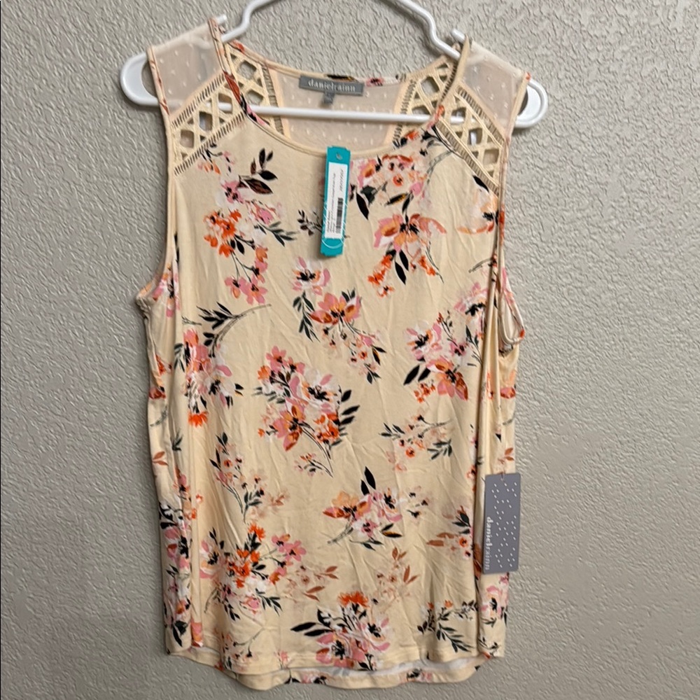 Daniel Rainn Orange Sleeveless Floral Blouse (Stitch Fix) NWT